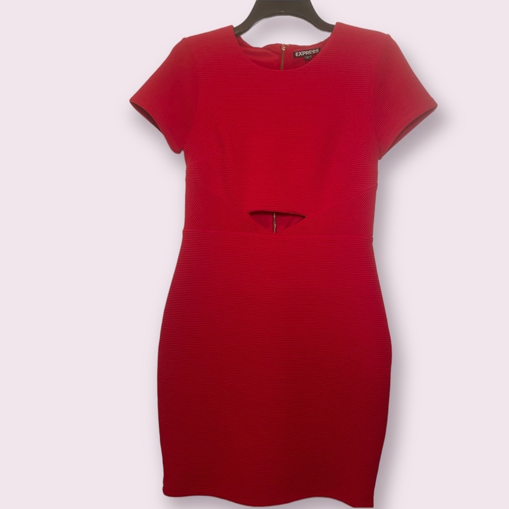 Express Red BodyCon Dress with Front Cut Out